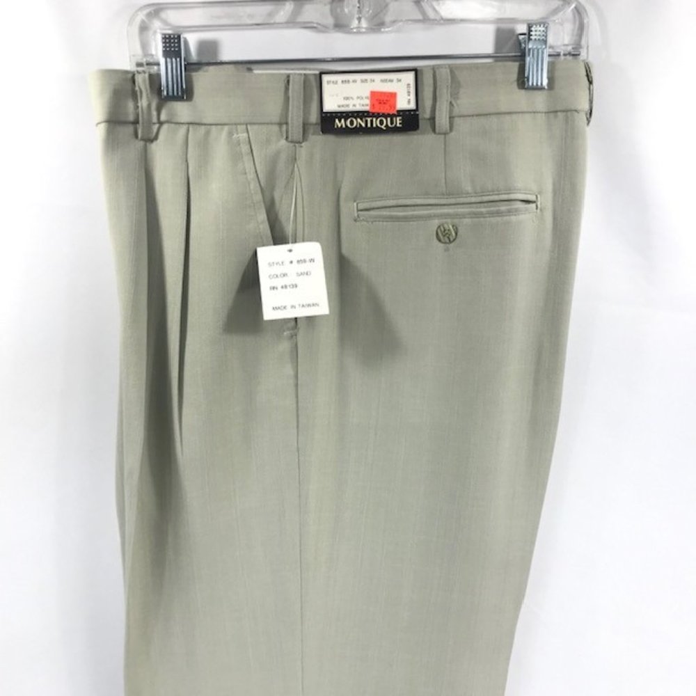 Montique Men's Dress Pants Sand Pleated Size 34